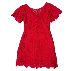 Lulu's Red Lace Dress - Size Small - Excellent Pre-Owned